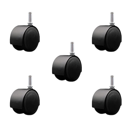 Service Caster 2-3/8'' Floor Safe Black Hooded Twin Wheel Caster Grip Ring Stem, 5PK SCC-GR02S60D-NYU-FB-716X1716-5